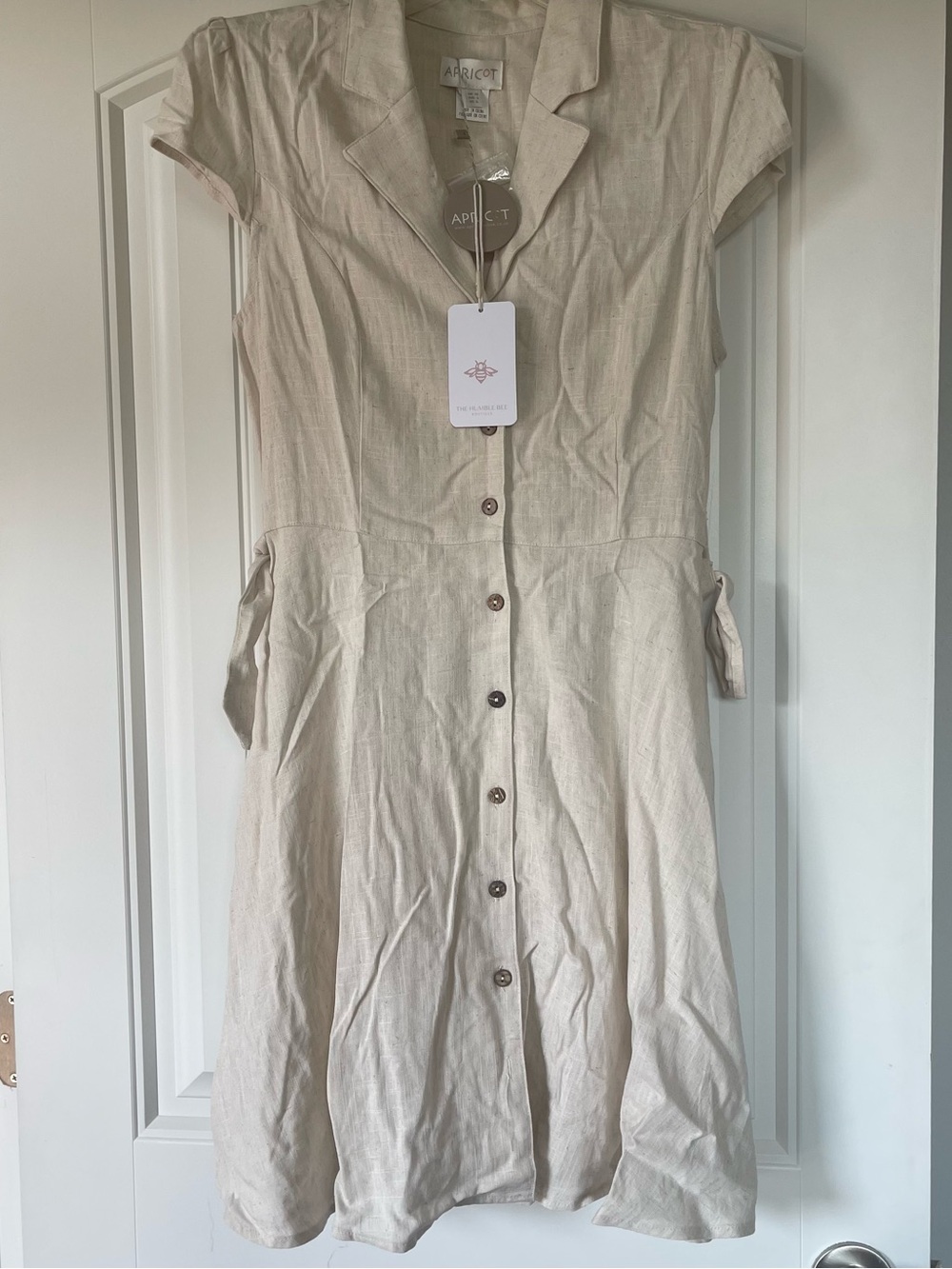 APRICOT Cream Button-Down Midi Dress